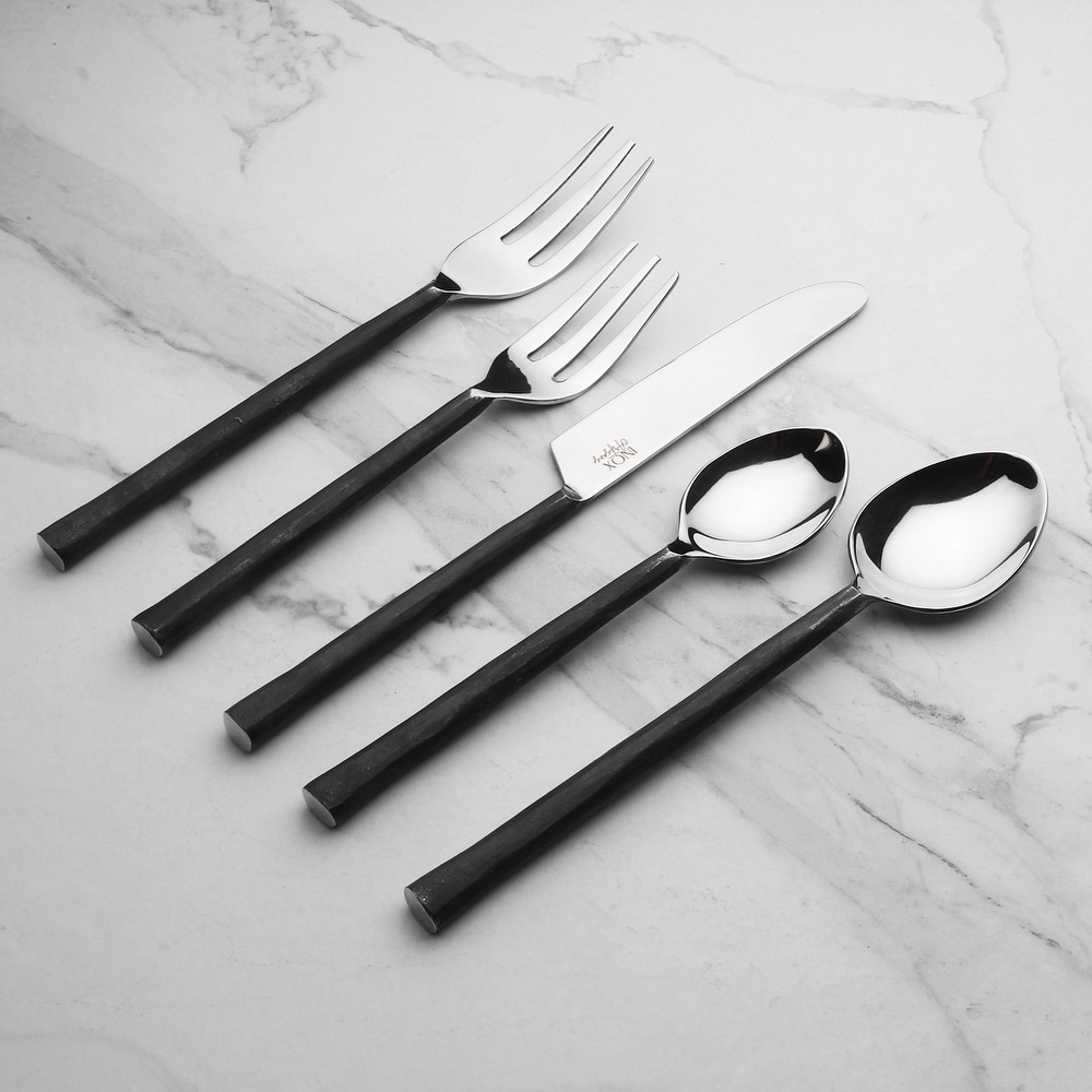 Oster Godfrey 5 Piece Stainless Steel Black Cutlery Set with Wood Print  Handles - Bed Bath & Beyond - 32058093