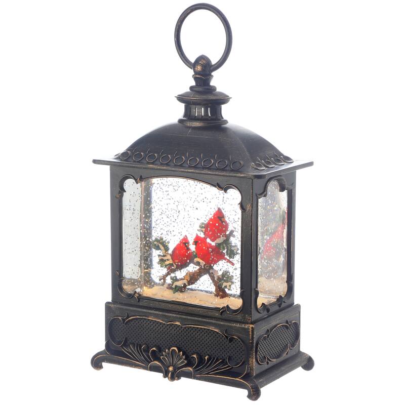 10"LED Cardinals Square Lantern Globe - 13"