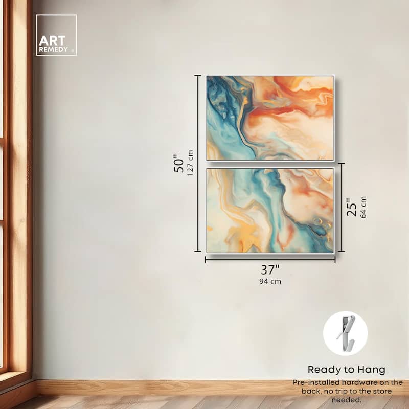 Marbled Sunrise II Canvas Set of 2 by Art Remedy