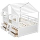 preview thumbnail 19 of 17, Full Size House Loft Bed with 4 Drawers with Safety Guardrails and Ladder