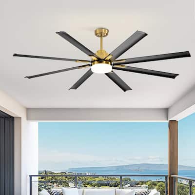 72-in Gold LED Indoor Chandelier Ceiling Fan with Light Remote (8-Blade)