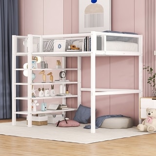 Twin Loft Bed with Four Shelves