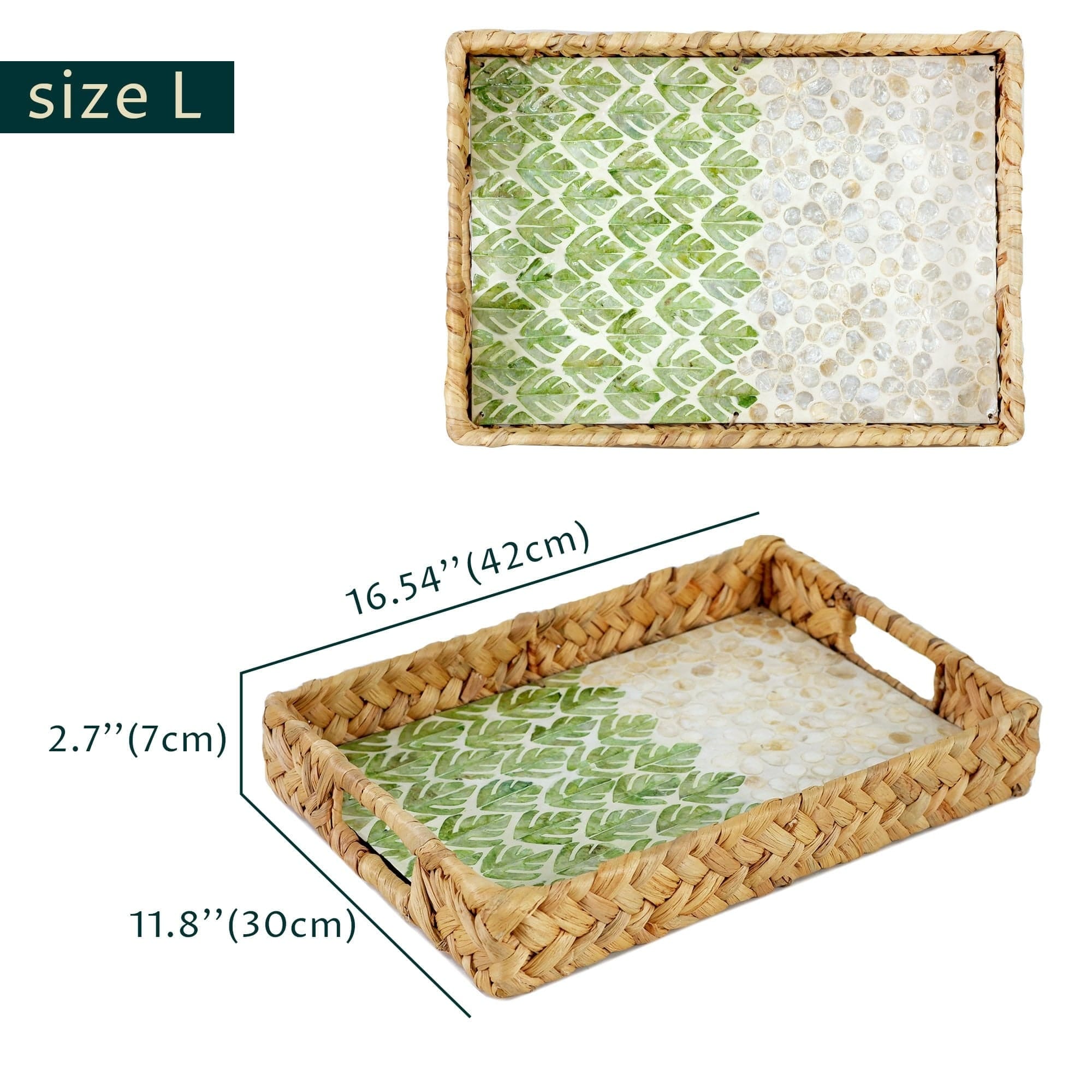 Vintiquewise 10-in x 18-in Brown Woven Water Hyacinth Fish Shaped Serving  Tray QI003917