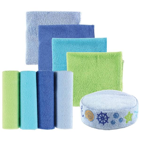 slide 1 of 1, Luvable Friends Baby Boy Washcloths with Bonus Sponge, Blue Solid, 9X9 In - Blue Solid - 9X9 In 9X9 In - Blue Solid