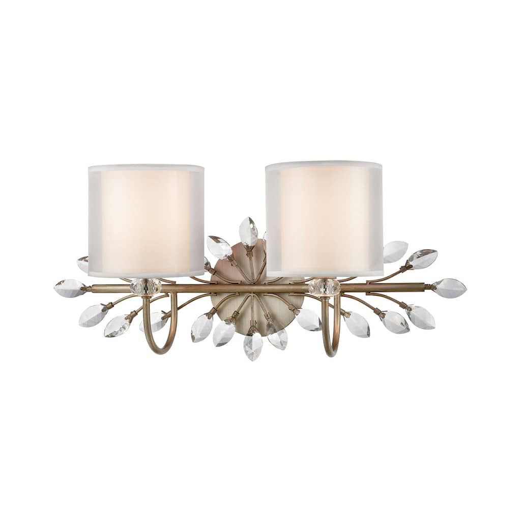 Elk Home Asbury Aged Silver With White Shade 2 Light Vanity Light