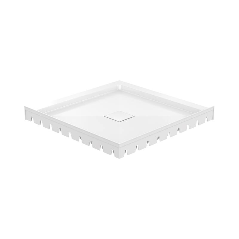 Marquette 36" X 36" Double-Threshold Shower Pan Base With Center Drain In Glossy White - 36 x 36