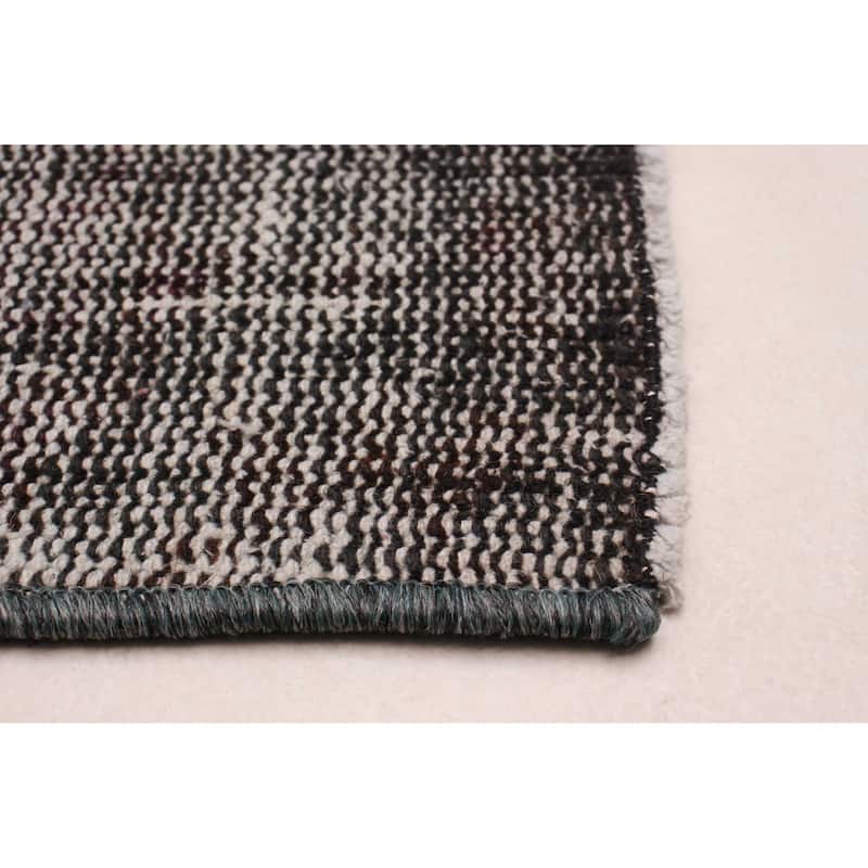 ECARPETGALLERY Hand-knotted Color Transition Black Wool Rug - 2'5 x 9'1