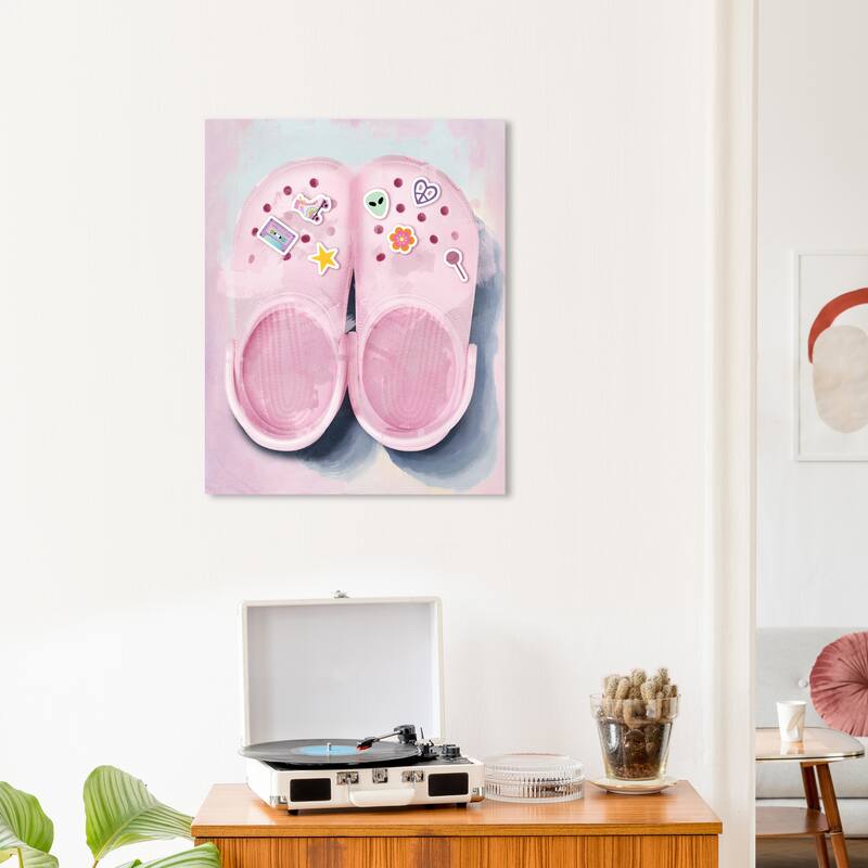 Wynwood Studio Fashion and Glam Favorite Casual Fun Shoes Pink and Light Pink Modern & Contemporary Wall Art Canvas Print - 24 x 20