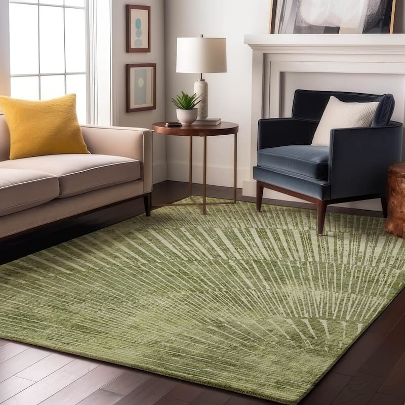 Premium Washable Super Soft Modern Starburst Mayfield Rug - Sage - 8' x 10' - Rectangle