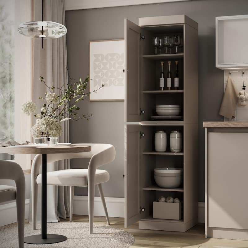 Palace Imports 100% Solid Wood 16.5" Kitchen Pantry Cabinet with Shaker Doors and Adjustable Shelves