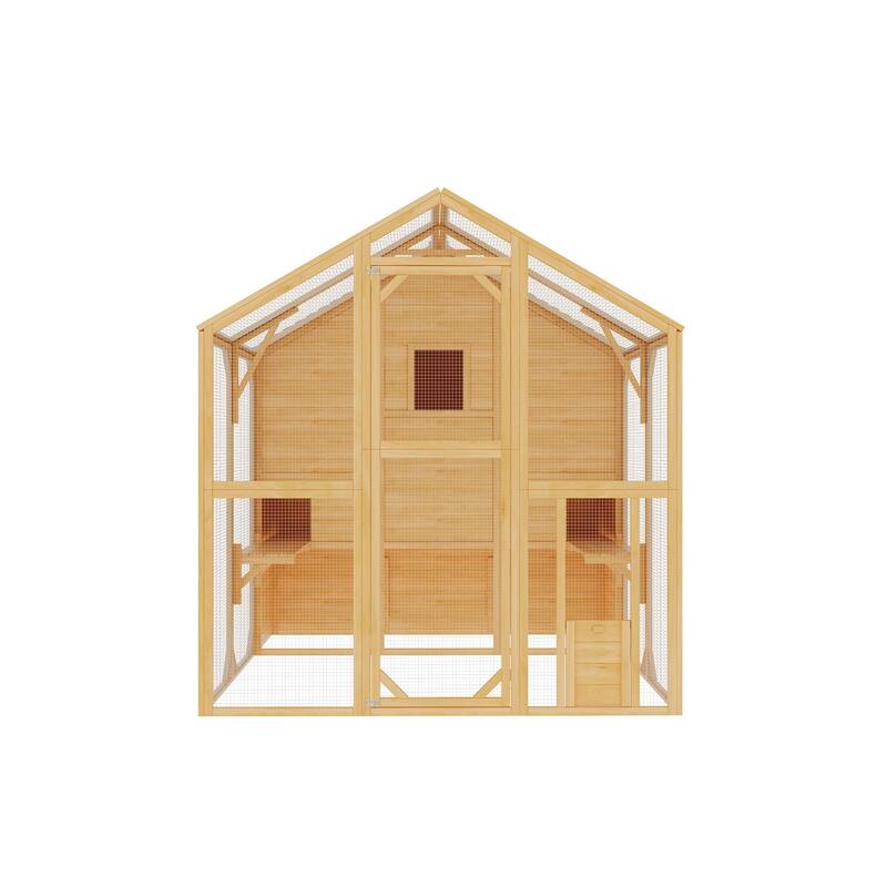 Cat Catio Window Box for 6 to 8 Kittens, Lockable House with 5 Windows