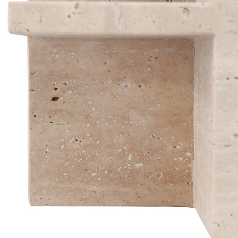 Stone and Travertine Solid Modern Geometric Decorative Object