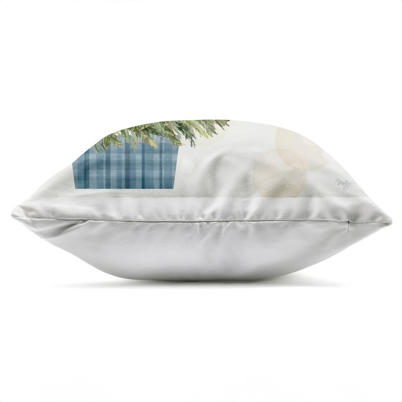 Stupell Christmas Tree in Plaid Stand Printed Outdoor Throw Pillow Design by Mollie B.