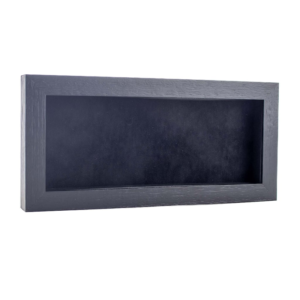 14x22 Shadow Box Frame Textured Black Wood Includes a Black Real Suede Texture Acid-Free Backing Board
