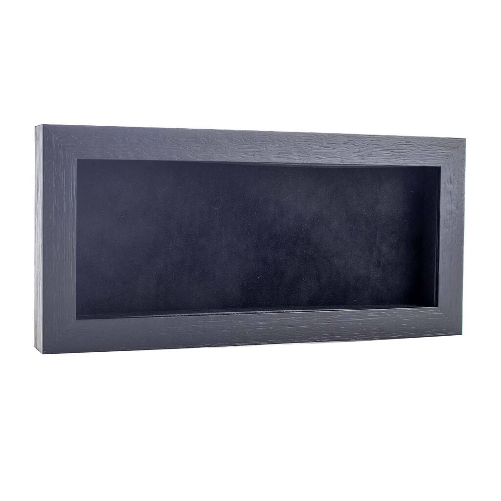 14x28 Shadow Box Frame Textured Black Wood Includes a Black Real Suede Texture Acid-Free Backing Board
