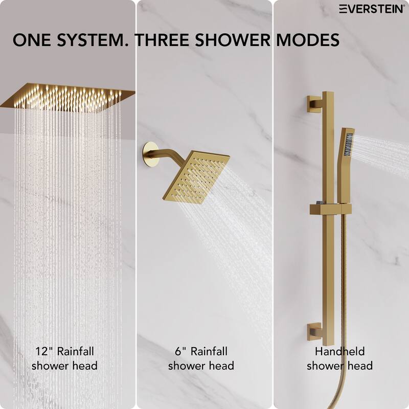 Celling Mounted 12 in. Rainfall LED Shower System with 6 in. Shower Head Handheld Shower Faucet Set