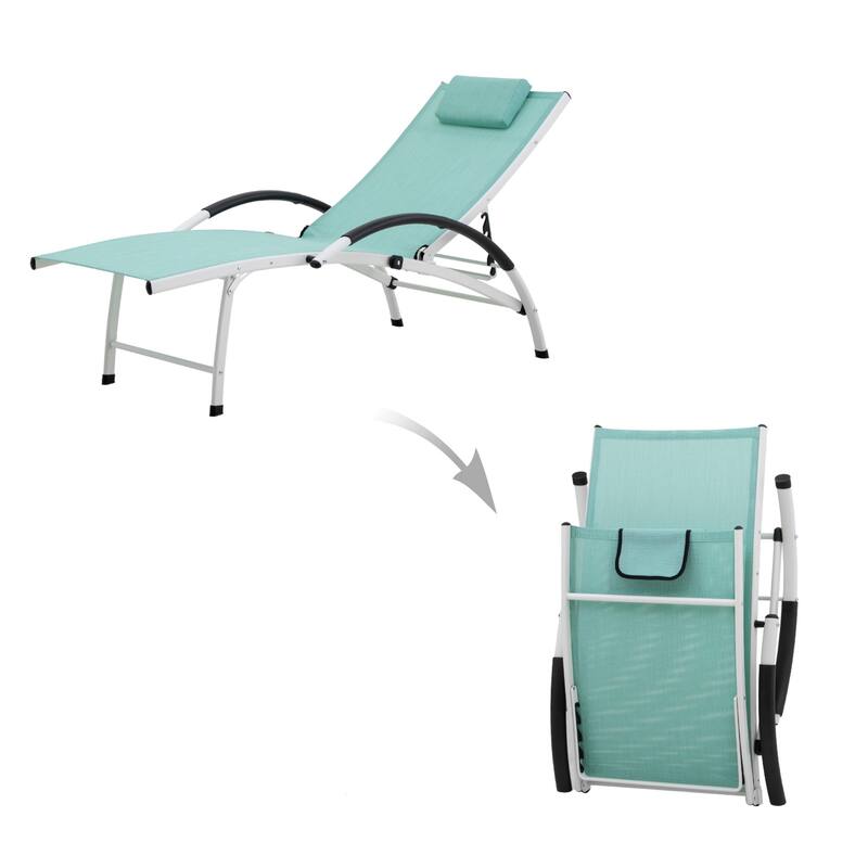 Crestlive Products Outdoor Adjustable Reclining Chaise Lounge Chair with Armrest