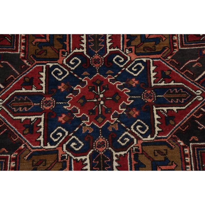 Hand Knotted Oriental 100% Wool Carpet Traditional Medallion Red Heriz Area Rug - 9' 5'' X 7' 4''