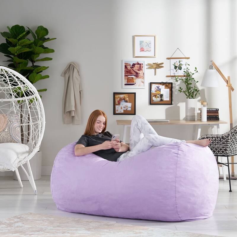 Asher Traditional 6.5-foot Suede Bean Bag Chair by Christopher Knight Home