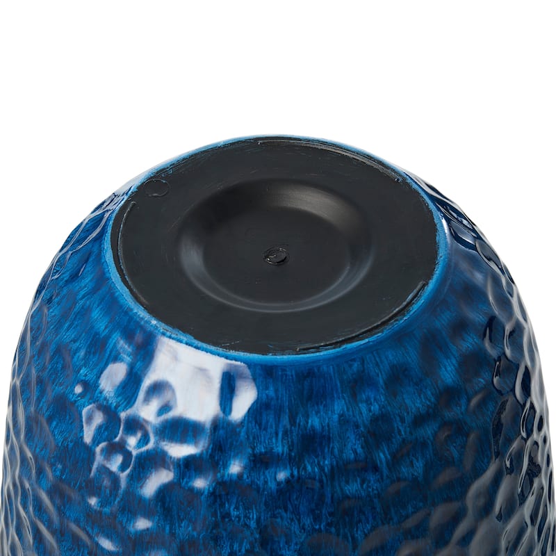 Glitzhome Honeycomb Textured Blue Green Faux Ceramic Pot Plastic Planter(Set of 2 / Set of 3)