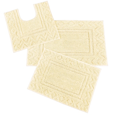 3-Piece Diamond Border Skid-Resistant Bath Rug Set