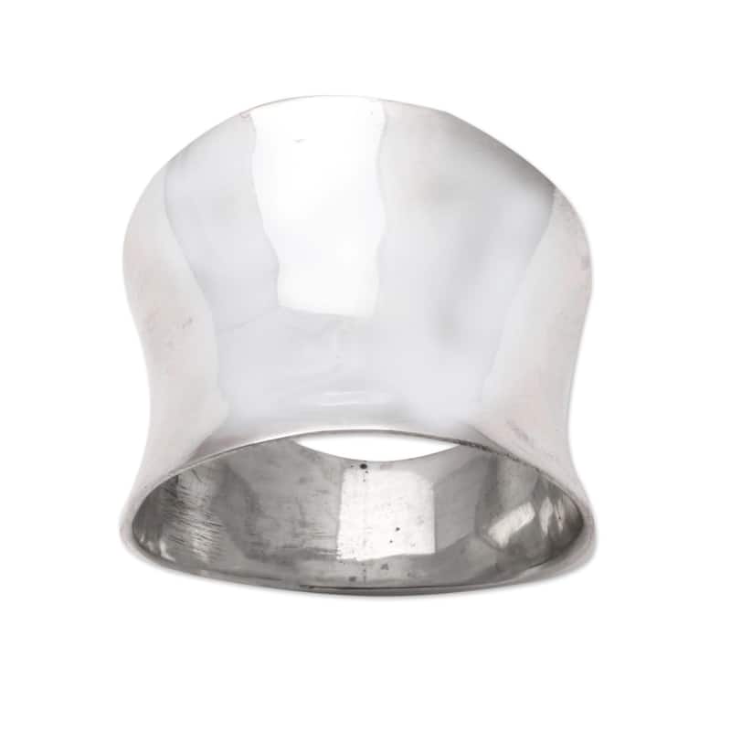 Novica Handmade Contemporary Shine Sterling Silver Band Ring - 8