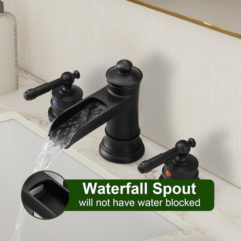 Topcraft Two Handle Waterfall Bathroom Faucet with Pop-Up Drainer