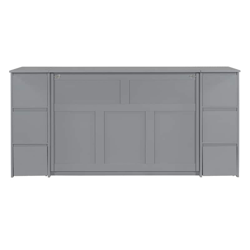 Full Size Murphy Bed with Drawers, Cabinets and USB Ports