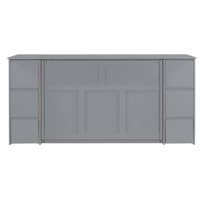 Modern Murphy Bed with Drawers, Cabinets, and USB Ports