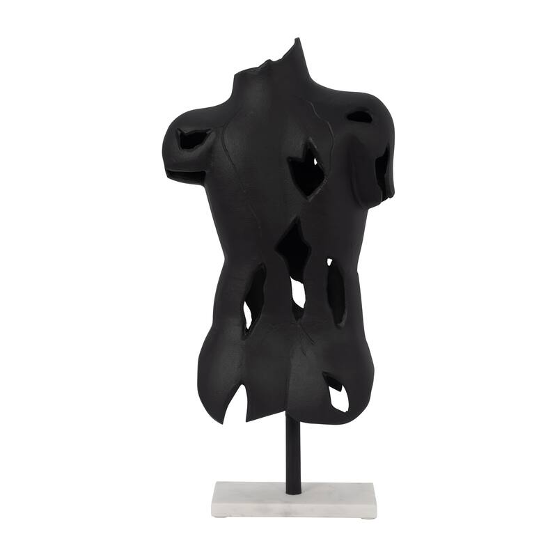 Sagebrook Home Metal Black Cracked Bust On Stand Figurine