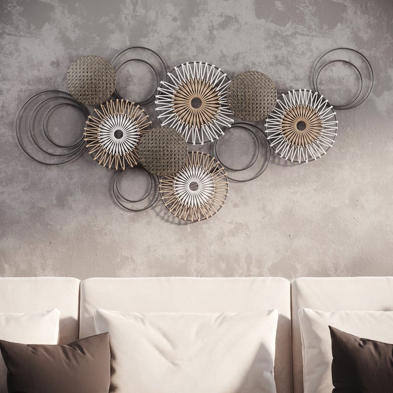 Maela Contemporary Abstract Plate Metal Wall Art - 25"H x 51"W x 3"D