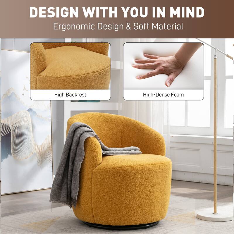 Ouyessir Modern Teddy Upholstered Swivel Barrel Chair(Set of 2)