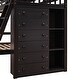 preview thumbnail 9 of 12, Wooden Twin Over Full Bunk Bed with 6 Drawers, Flexible Shelves & Removable Bottom Bed on Wheels, Espresso