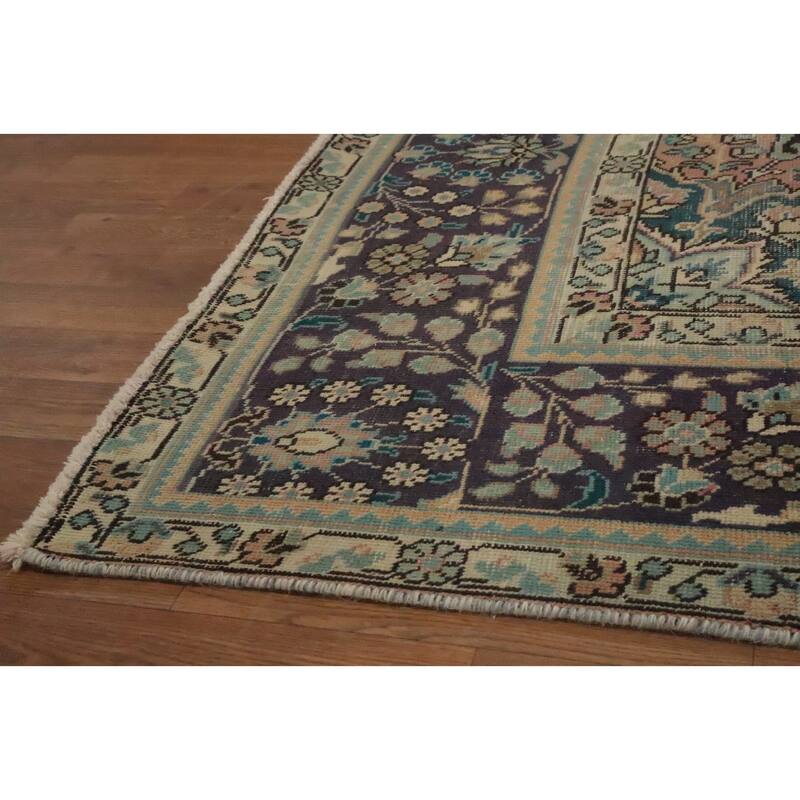 Hand Knotted Oriental 100% Wool Carpet Traditional Floral Purples Tabriz Area Rug - 11' 3'' X 8' 2''