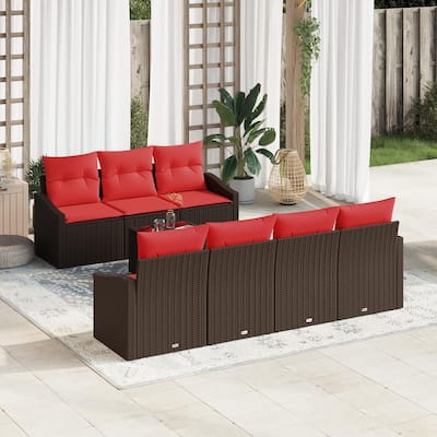 vidaXL 8 Piece Garden Sofa Set with Cushions - 91.7×24.4×27.2