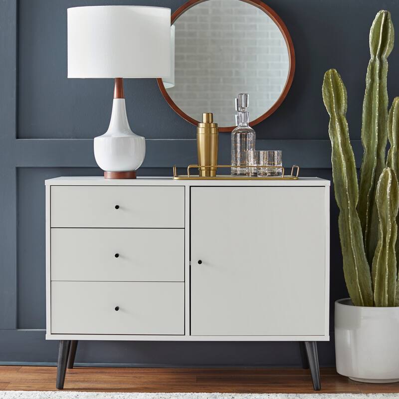 Carson Carrington Horsens 3-Drawer Mid-Century Modern Buffet/Sideboard - White/Black