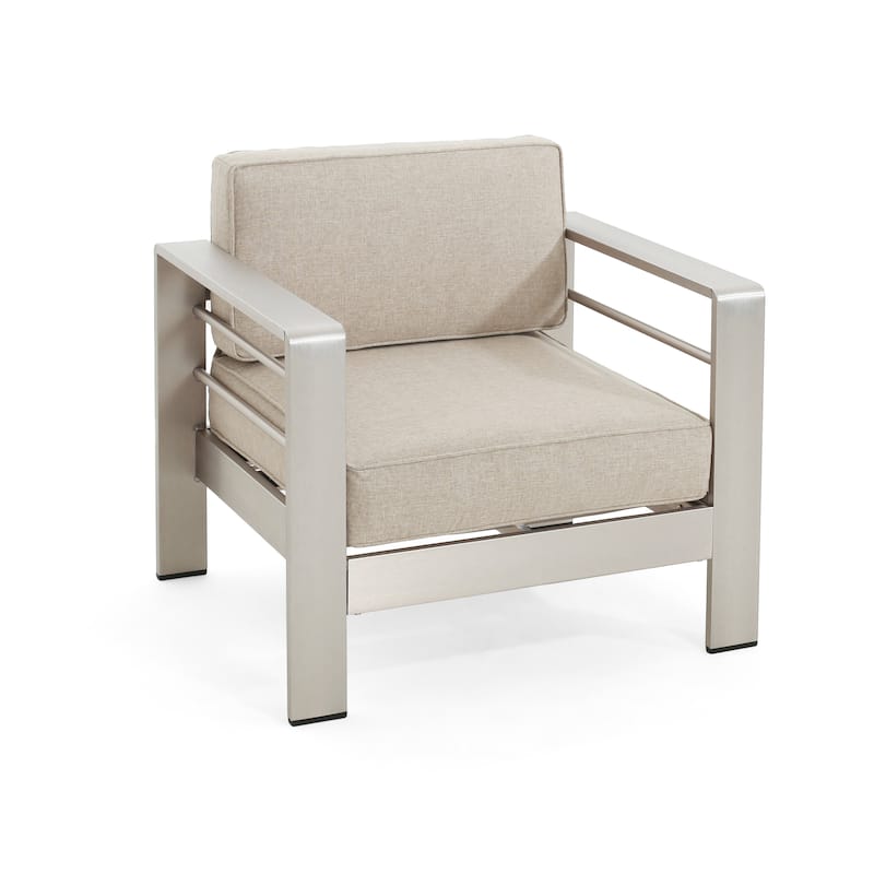 Cape Coral Outdoor Aluminum Club Chair with Cushions (Set of 2) by Christopher Knight Home