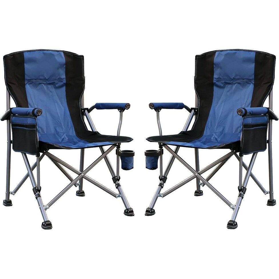 2PCS Heavy Duty Camping Chair for Adults Supports 350 LBS High Back Foldable Blue Bed Bath Beyond 41574582