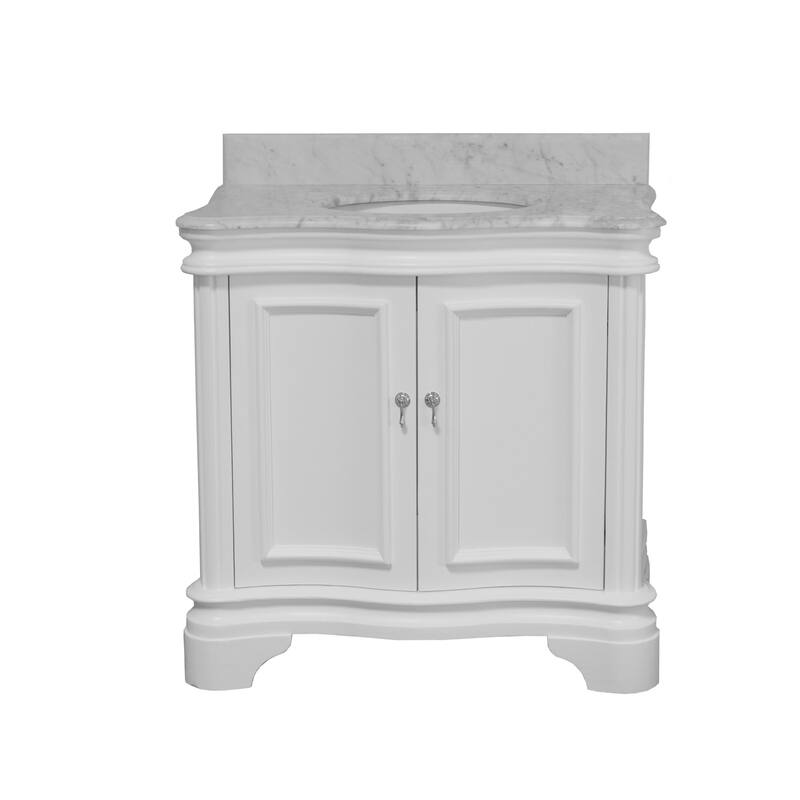 KitchenBathCollection Katherine 36" Bathroom Vanity with Carrara Marble Top