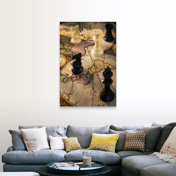 Shop Chess Pieces On Old World Map Canvas Wall Art Overstock 16447061