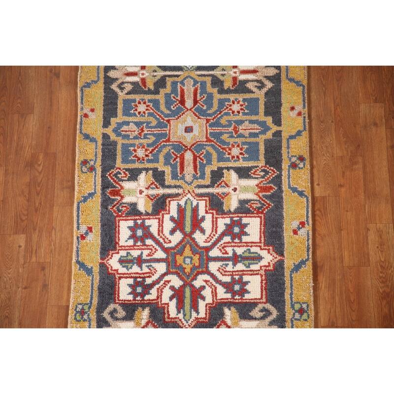 Traditional Kazak Runner Rug Hand-Knotted Wool Carpet - 2'7"x 7'9"