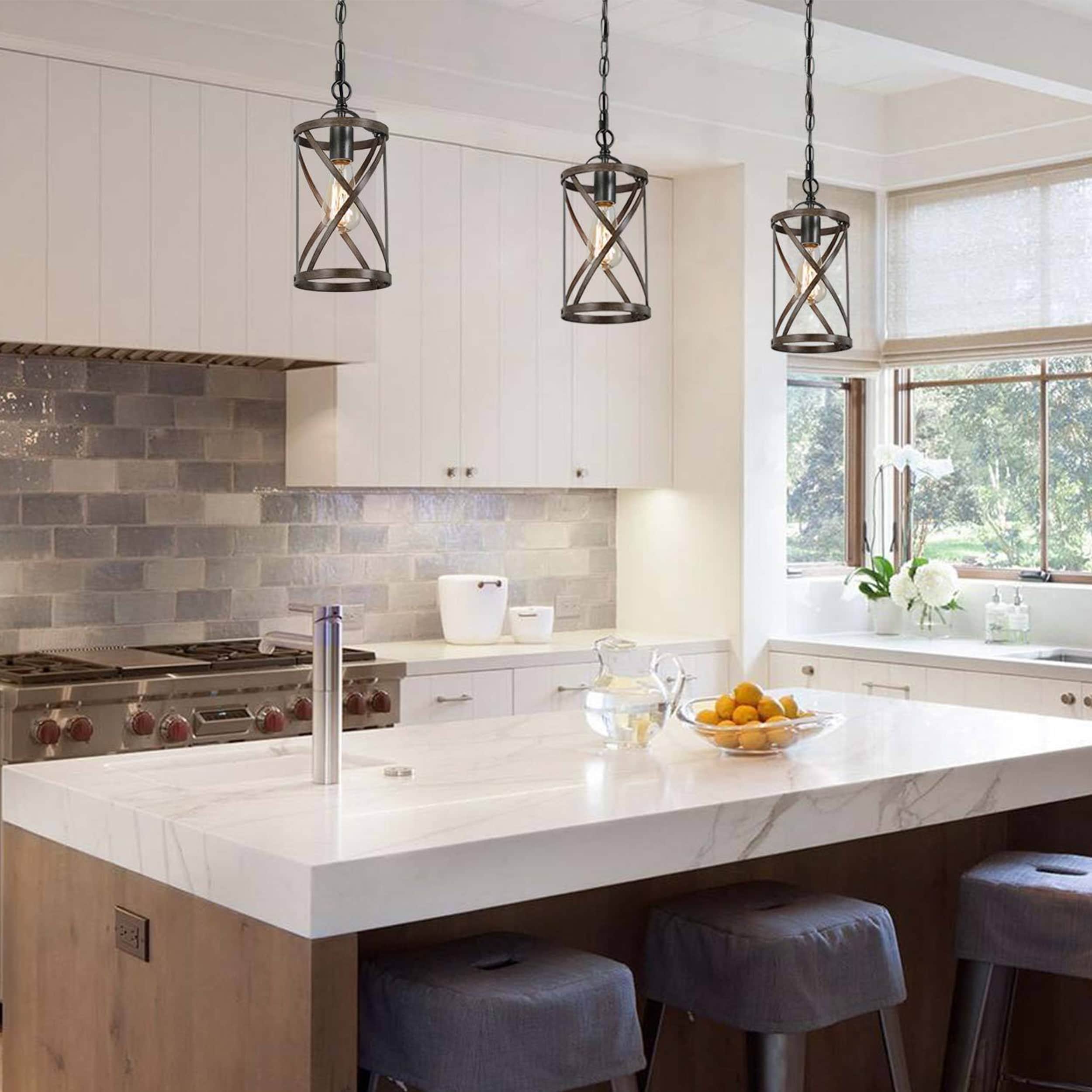 Zarbel Modern Farmhouse Woodgrain Pendant Lights Cylinder Accents for Kitchen Island D 6 x H 13 On Sale Bed Bath Beyond 35358847
