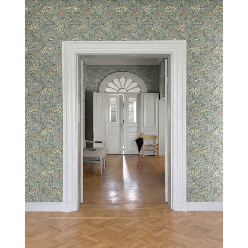A-Street Prints Cray Light Blue Floral Trail Wallpaper