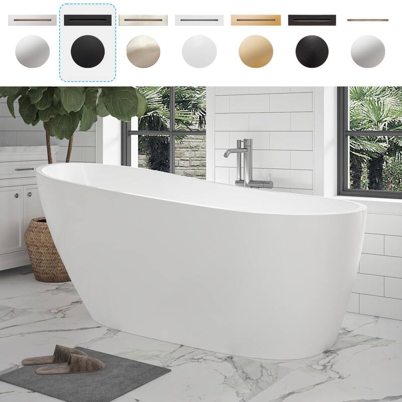 Vanity Art 67" Acrylic Freestanding Soaking Bathtub with Air Bath Option Available