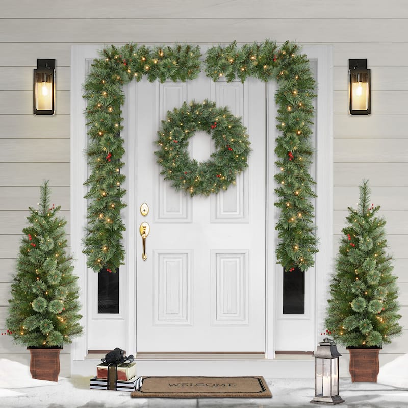 Puleo International 5-Piece Pre-Lit Artificial Christmas Decor Set