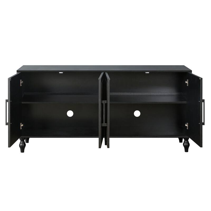 63'' Cabinet with Metal Handle, Carved Flower Doors, Mordern Sideboard Console with Adjustable Shelves for Living Room, Kitchen