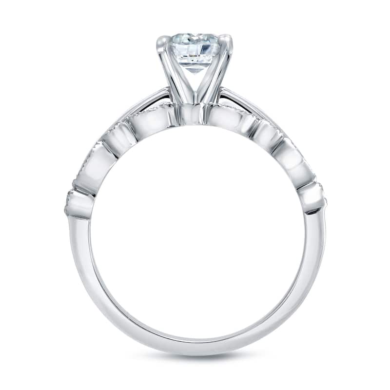Auriya 14k Gold 1/2ctw Vintage Emerald-cut Solitaire Diamond Engagement Ring Set