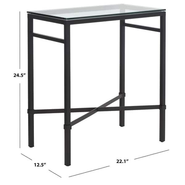 dimension image slide 1 of 3, SAFAVIEH Couture Viggo Antique Glass Side Table - 22" W x 13" D x 25" H