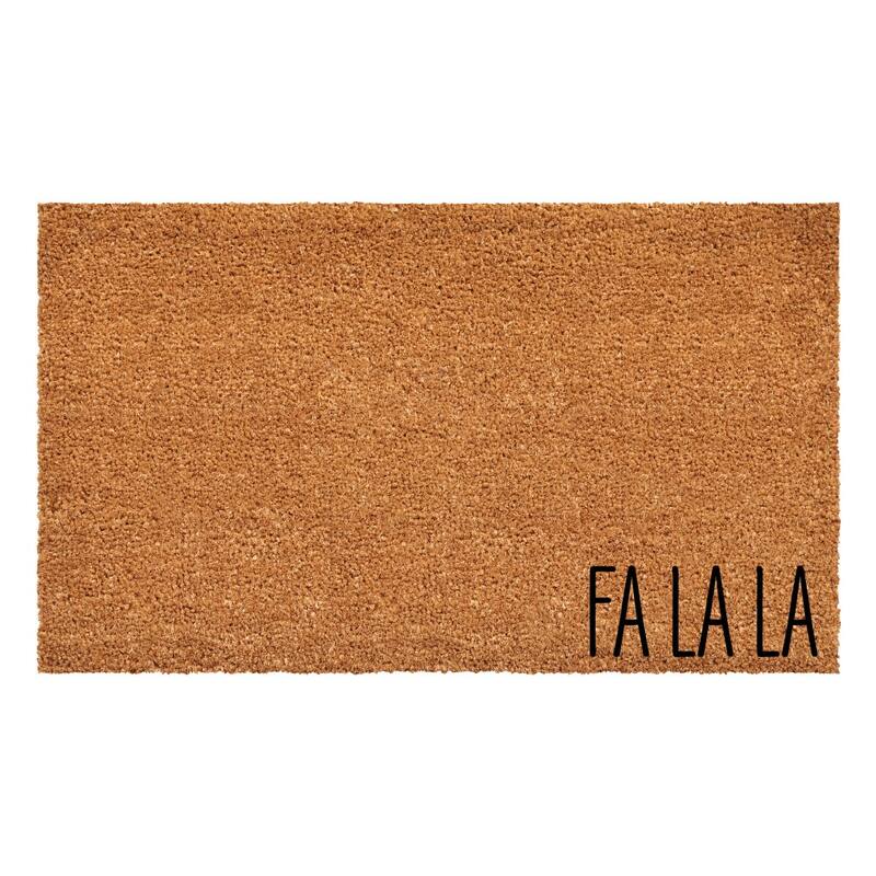 HomeRoots 24" X 36" Brown Christmas Fa La La Outdoor Coir Door Mat - 24.00' X '36.00