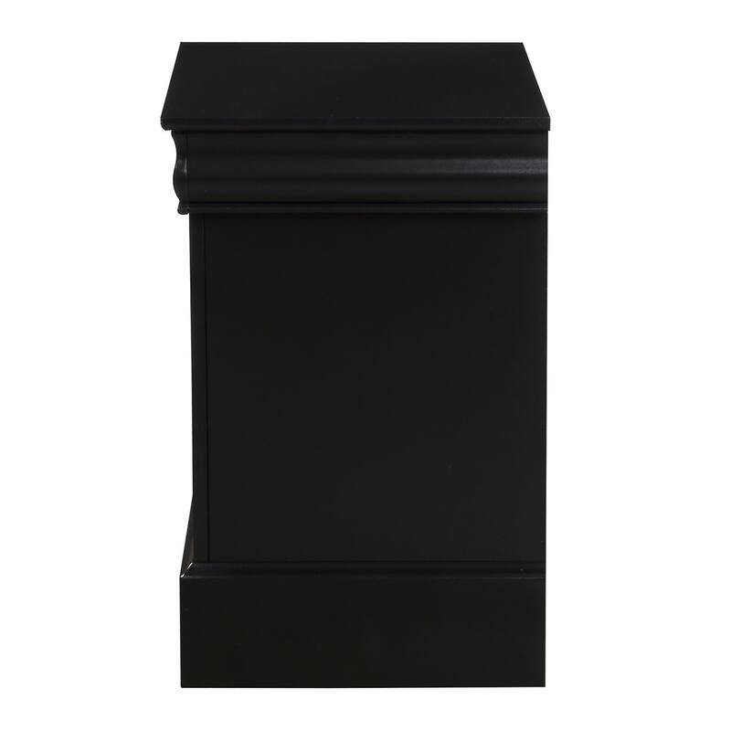 Traditional 2 Drawers wood Nightstand By Louis Philippe III, Black